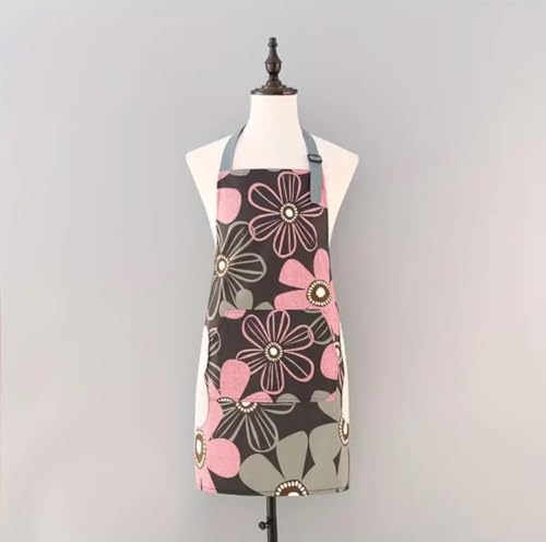 Image of DARSHANAM WORLD Apron for Women with Pockets | Adjustable Waterproof Floral Chef Aprons for Kitchen | Fully washable with large front pocket |Apron for Restaurant | Home | Kitchen | Hotel