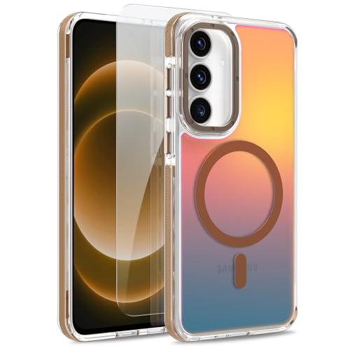 Image of Magnetic Case for Samsung Galaxy S25 FE 5G [Compatible with Magsafe] [Cute Fashion Fluorescent Design] [1 Screen Protector] Slim Translucent Matte Case for Galaxy S25 FE 5G 6.7 inch, Desert
