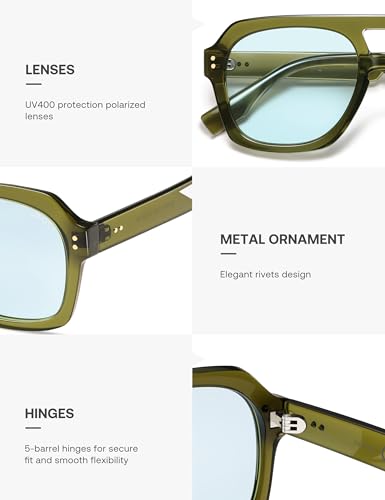 Image of SOJOS Retro Thick Polarized Aviator Sunglasses for Women Men, Large Trendy Bold Square Pilot Shades SJ2385