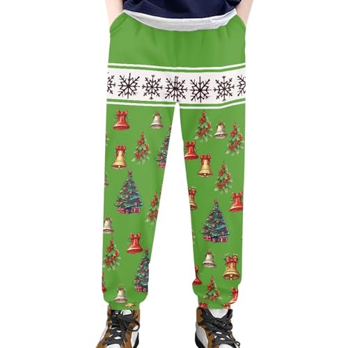 AmzPrint Christmas Sweatpants for Girls Boys Cinch Bottom Xmas Baggy Lounge Pant with Pockets
