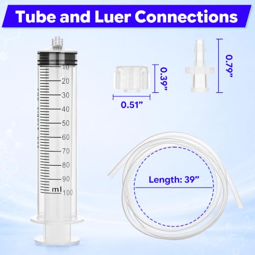 Image of 100ml Luer Lock Syringe with 39 Inch Plastic Tube and Luer Connections