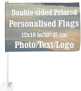 Personalisierte Autofahnen mit Ihrem eigenen Design – 30,5 x 45,7 cm benutzerdefinierte Flaggenbanner für Auto, LKW, Outdoor-Dekoration, mit Foto, Bildtext, individuelle doppelseitige Flagge,