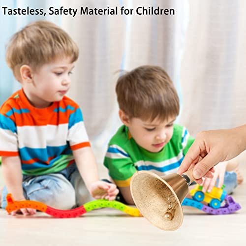 Dreokee Hand Bell 3.15 Inch Hand Call Bell With Solid Brass Wooden Handle Loud Handbell Dinner Call Bell For Adults Multi-Purpose For Weddings, Christmas, School, Service, Game, Animal #TOP6