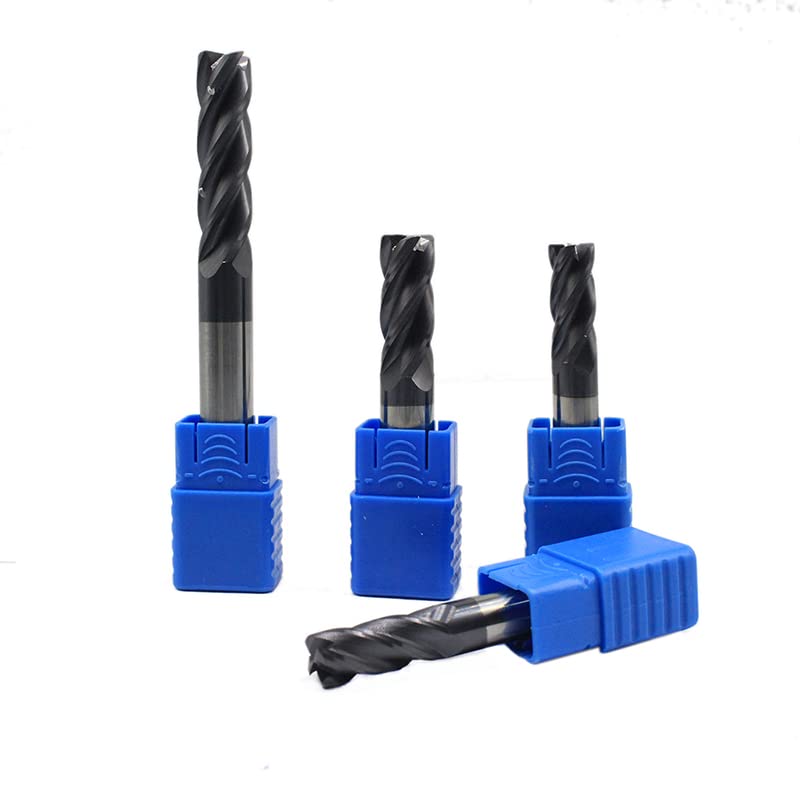 2mm 3mm 4mm 6mm 4 Flute HRC50 Rolling Mill Ball Milled Tungsten Carbide Spiral Drill Milling Cutter Round Nose Milling Cutter - (Dimensions: D4R0.2X10XD4X50L/ Cutting Edge Length: 5pc)