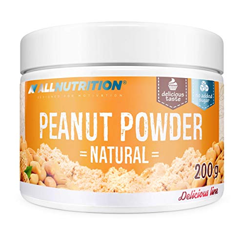 ALLNUTRITION Peanut Powder Low Fat Erdnussbutter in Pulverform - 30 % weniger Kalorien 90 % weniger Fett 50 % Proteingehalt - Für Veganer geeignet Ohne Zucker 200 g Natürlich