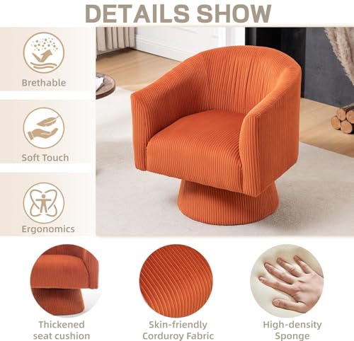 Sillón giratorio moderno tapizado naranja miniatura 4