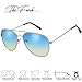 The Fresh Classic Metal Frame Oceanic Color Lens Aviator Sunglasses with Gift Box (Silver, Blue/Yellow)