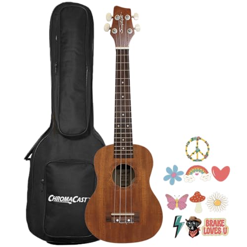 Sawtooth - Ukelele eléctrico de caoba tenor con bolsa de concierto y preamplificador KUL-101, afinador...