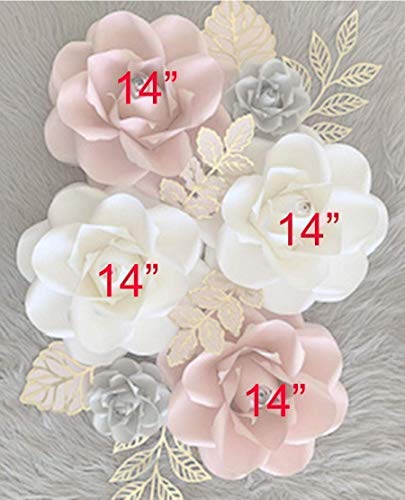 Bubbapaint. 3D Paper Flower Decorations For Wall. Backdrop For Décor. Giant Size Pre-Assembled Flower. Girl Nursery Wall Decor. Party Decor Wedding, Bridal Shower, Rooms. Pink, Withe, Grey And Gold #TOP1