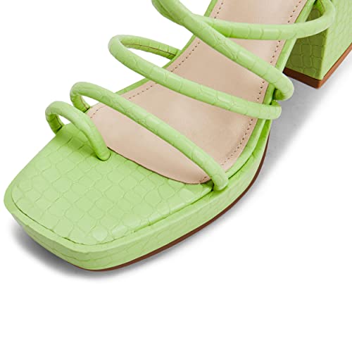 Rilista Womens Chunky Sandals Strappy Platform Square Toe Block Heeled Mules Summer Sandal Party Shoes Green #TOP7