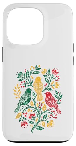 Rasta Reggae Roots Three Birds Jamaica Folk Art Floral �X�}�z�P�[�X iPhone 13 Pro �p