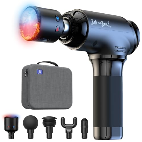 Pistolet de Massage avec Chaleur et Froid, Bob and Brad T2 Pro Massage Gun avec 10mm Amplitude 4000mAh Batterie, Électriques Musculaire Appareil de M