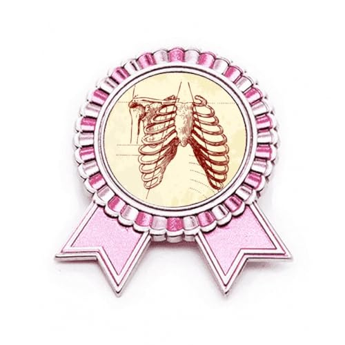 Broche squelette humaine rose cadeau original en métal taille M