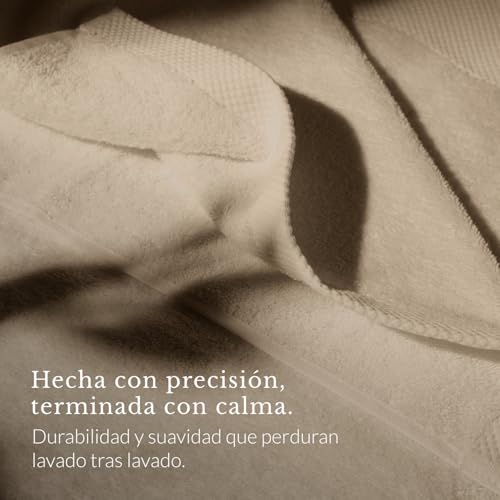 Toallas de ducha de 70x140 Oasis para baño: juego de 2 toallas de algodón beige absorbentes 6