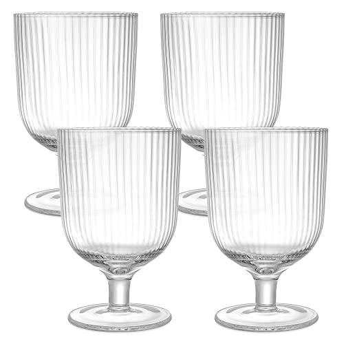 Navaris Snifter Glasses (Set Of 4) - 10 Oz Glass Snifters For Whiskey, Wine, Brandy, Drinks, Desserts - Decorative Fluted Glassware - Dishwasher-Safe #TOP6