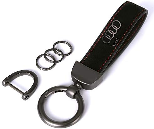 121Fruit Way Genuine Leather Car Logo Suit for Keychain Suit for A1 A3 A4 A5 A6 A7 A8 Q5 Q7 R8 S5 S7 Q5 RS Key Chain Keyring Family Present for Man and Woman,Black