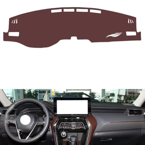 Anti-Slip Sun-Proof Dashboard Cover Compatible with Toyota Harrier （NO HUD）, Premium Leather (Brown)