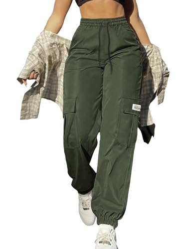 Hidkat Cargohosen für Damen – Leichte, atmungsaktive Knöchellange Hose mit Kordelzug für Freizeit und Outdoor-Sport