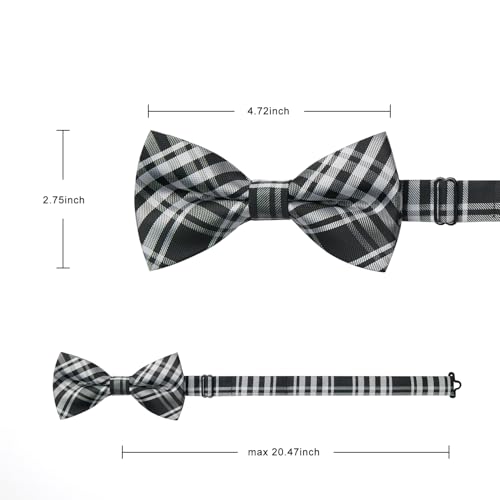 Image of HISDERN Bow Ties for Men Pretied Bowties Classic Formal Business Bow Tie Adjustable Tuxedo Bowtie for Wedding Party