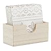 Juvale Set of 6 White Wooden Coasters with Holder for Drinks Coffee Table and Floral Farmhouse Decor 38 Inches