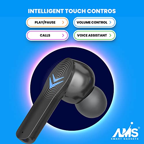 Image of AMS Iron Man Series Gaming TWS Wireless In ear Earbuds with LED Battery Indicator, Ultra-Long Playtime, Built-in Microphone with Deep Bass for Gaming (X-13-Black)