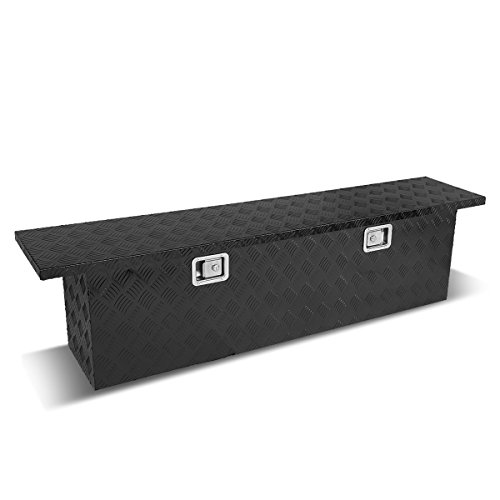 Auto Dynasty 51 x 11 x 15 Inches Powdercoated Aluminum Pickup Truck Bed Trailer Key Lock Storage Tool Box (Black)