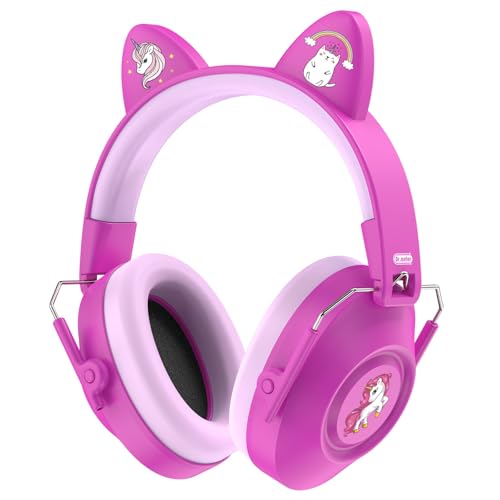 Image of Dr.meter Kids Hearing Protection Earmuffs: 32dB SNR Noise Cancelling Headphones for Kids, Adjustable Ear Muffs for Noise Reduction in Autism Sensory, Fireworks, Concert w /Fun Stickers Rose