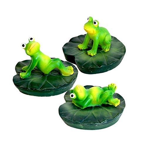 Nwn 3pcs un Flotante Ranas Conjunto Polyresin del Ornamento por Fish Tank decoración del Acuario
