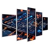 islandburner Prime Bild auf Leinwand Haus auf futuristischem Interface mit Beleuchtung für Wohnzimmer Technikliebhaber Elektronikmarkt Bilder Wandbilder Poster