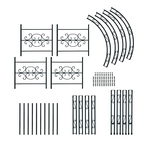 Plow & Hearth Arch Metal Outdoor Garden Arbor | Montebello | 7 Feet Tall | Gun-Metal | Iron Trellis Lattice for Climbing Plants | Wedding | Outdoor Patio Décor