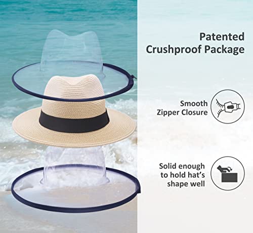 Image of Joywant Womens Straw Fedora Beach Sun Hat, Packable Wide Brim Panama Hat for Women UV UPF50+ Summer Hat