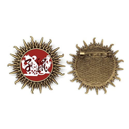 Broche en métal signe Rat zodiaque de Chine, le cadeau de Nouvel An