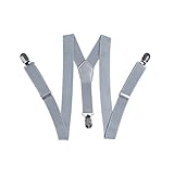 AWAYTR Kids Baby Elastic Adjustable Suspenders - Solid or Stripe Color Available in 3 sizes logo Light gray 22 inches