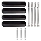 SHINESTAR Grill Replacement Parts for Charbroil 463268606, 463268008, 463248108, 466268008 and More, Porcelain Steel Heat Tent Shield Plate & Stainless Steel Crossover Carryover Tube & Burner Tube