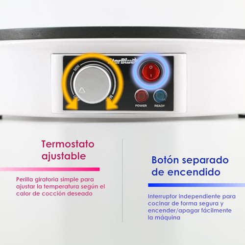 Miniatura 4 de Starblue Máquina Eléctrica Para Hacer Crepes Y Tortitas De 30,5 Cm, Con Libro Electrónico De Recetas Y Espátula De Madera, Ca 220-240 V, 50 60 Hz Y 1000 W, Enchufe Del Reino Unido Y Adaptador Europeo