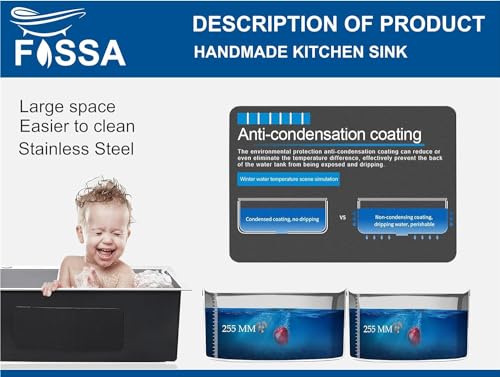 Image of Fossa 45 inchx20 inchx10 inch Inch 5-Year Warranty Premium Stainless Steel Double Bowl Kitchen Sink with Tap Hole, Drain Basket, Soap Dispenser & Drain | Home Kitchen Silver (Matte Finish)