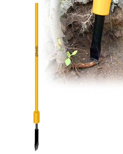 Heavy Duty Tree Root Removal Tool, Root Cutting Shrub Cutter Remover Tool Spade Bar, Fit for Bamboo, Tree Roots, Rocks, Shrubs, Bushes, Stumps. Sliding Gravity Hammer Mechanism