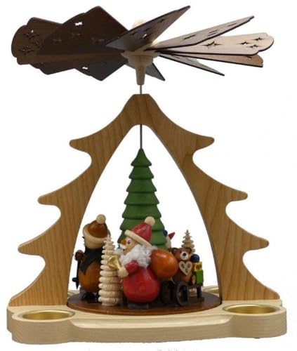 Rudolphs Schatzkiste Pyramide de Noël colorée en bois Père Noël Hauteur 28 cm