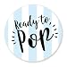 Stripe Ready to Pop Stickers | 48 Stickers | Ready To Pop Baby Shower Stickers for Popcorn | 1.67 Inches | Ready to Pop Stickers for Boy and Girl (Blue)
