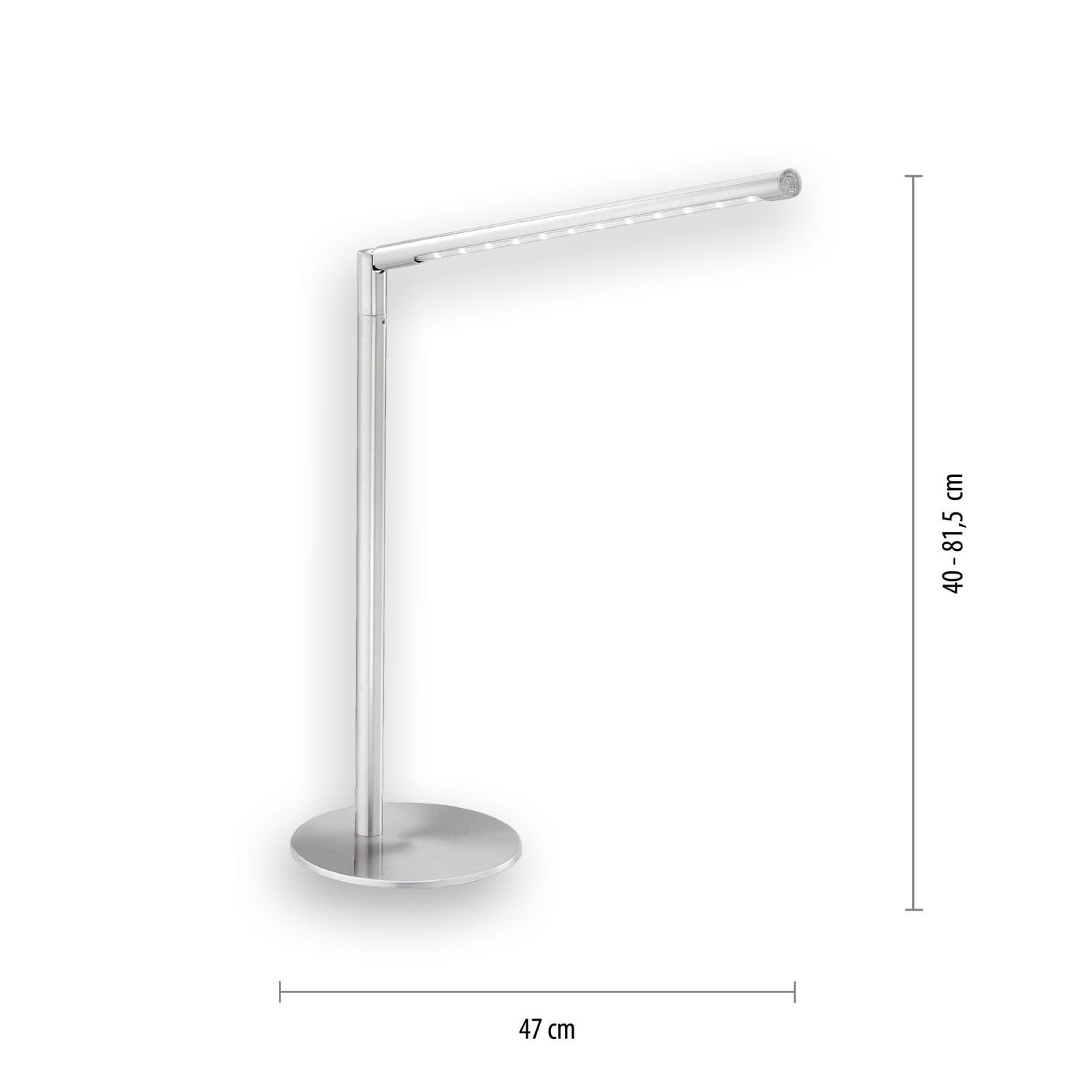 Licht-Erlebnisse LED Tischlampe Metall in Stahl Wohnzimmer Büro Schlafzimmer H:81,5 cm 5 W 590 lm 3000 K Touch dimmbar verstellbare Tischleuchte Schreibtisch RINDOR