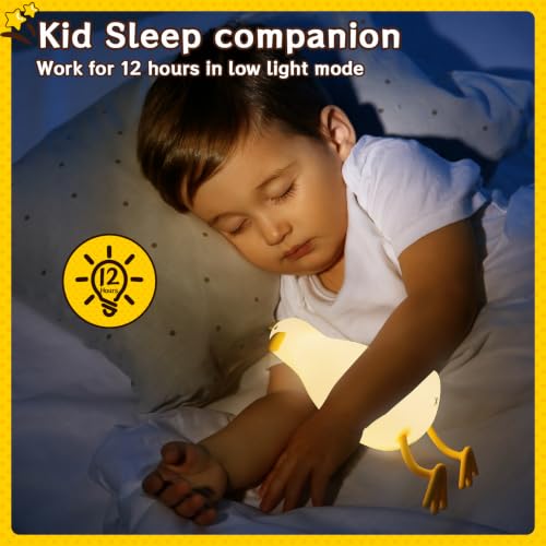Image of Cute Duck Night Light: LED Baby Silicone Duck Lamp - 7 Colors Kids Night Lamp - Rechargeable Nursery Nightlight - Timer Function Bedside Lamp - Cute Bedroom Decor - Gifts for Children