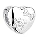 2Burned Silber 925 Personalisierter Schmuck Foto-Charm – Kompatibel mit Europäisches-Armbändern, Liebe Herz Personalisiertes Geschenk – Fügen Sie Ihr Bild hinzu (Hundepfote)