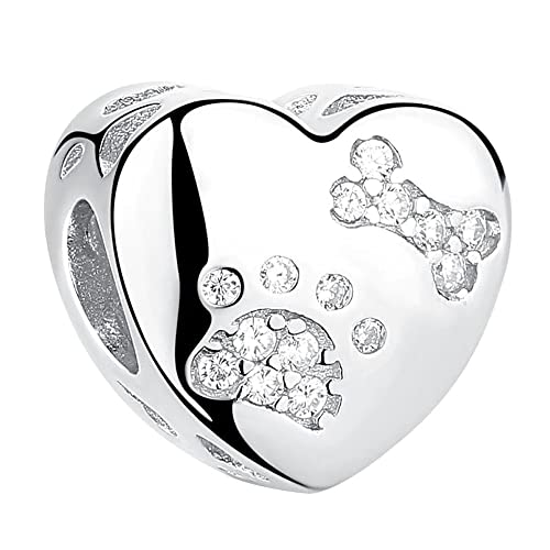 2Burned Silber 925 Personalisierter Schmuck Foto-Charm – Kompatibel mit Europäisches-Armbändern, Liebe Herz Personalisiertes Geschenk – Fügen Sie Ihr Bild hinzu (Hundepfote)