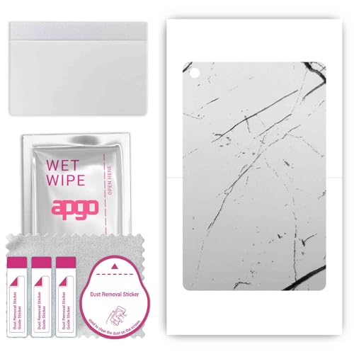 apgo Skin Sticker Film Foil Vinilo lámina para la Parte Posterior del teléfono Inteligente para Motorola Moto Tab G62 LTE Mármol Blanco