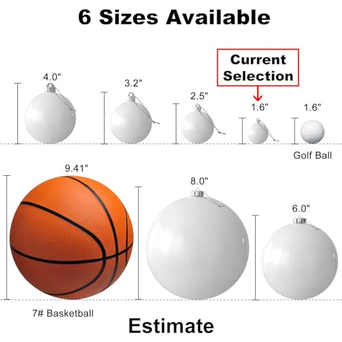 White & Silver 1.6" Small Christmas Balls Christmas Tree Decoration Ornaments Shatterproof Hanging Balls for Birthday Halloween Holiday Wedding Decorations Set of 24pcs - Thumbnail 6