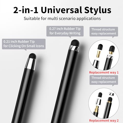 Image of 10 PCS Stylus,Stylus Pen for Touchscreen,Stylus 2-in-1 High Sensitivity & Precision Suitable for Touch Screens of iPhone /ipad /Android Tablets(10 Stylus Pen Silver /Black + 20 Tips)