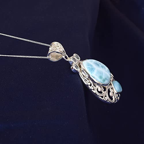 Collier larimar naturel anti-ternissement, l'éclat durable de l'argent 925