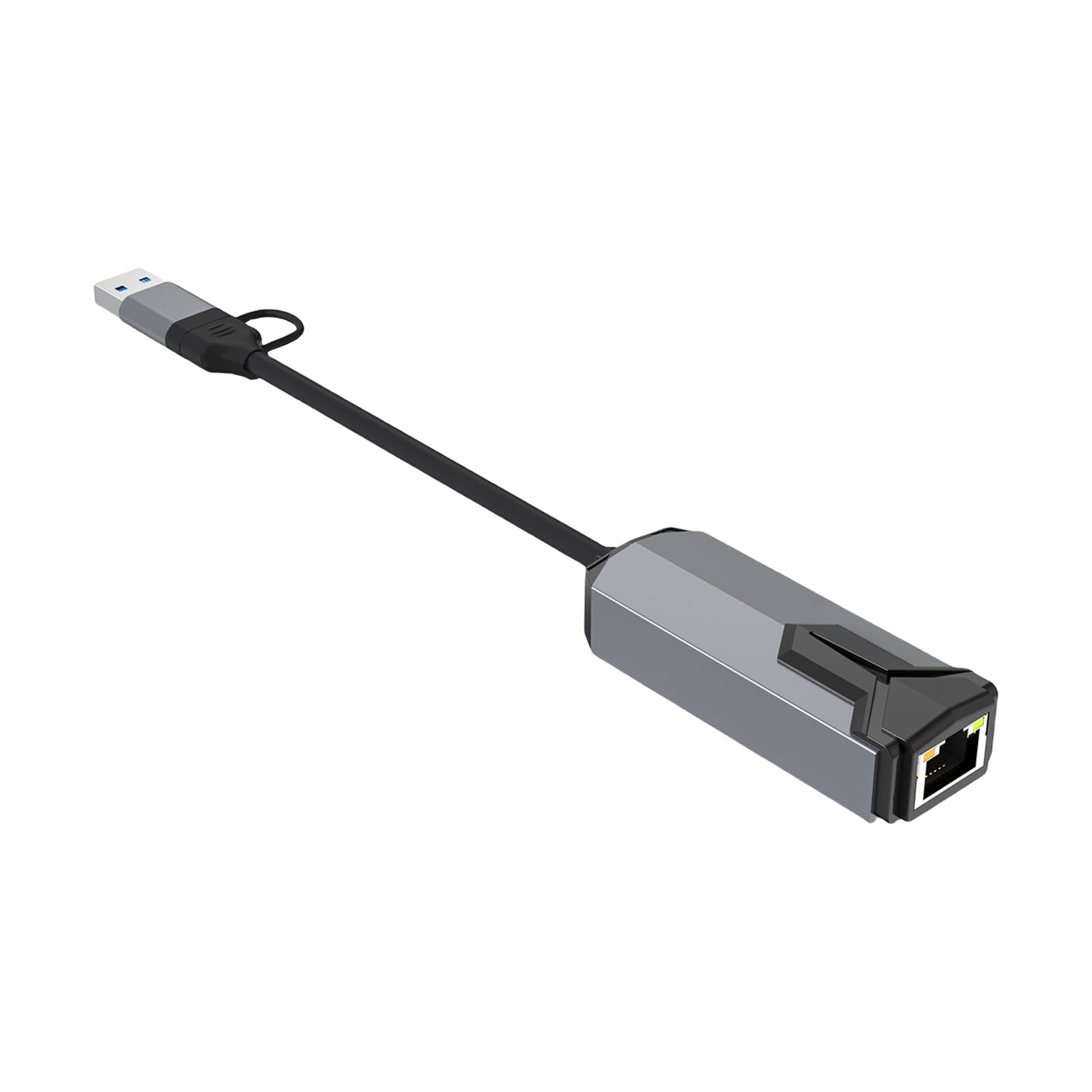 Two Port USB A Type C to RJ45 Gigabit Adapters Auto Detection Not Driver Neededs Portable for Office Gaming Travel USB C Gigabit Ethernet Adapters for Laptop