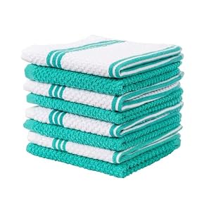 Living Fashions 8 Pack Dish Cloths for Washing Dishes – 100% Cotton Absorbent Dish Towels Size 12″ x 12″ – Perfect Rags for Washing Dishes – Kitchen Rags and Washcloths for Dishes (Turquoise)