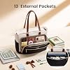 LOVEVOOK Teacher Tote Bag for Women, Work Laptop Bag Gift with Large Cup Holder, Quilted Nurse Bag Diaper Tote with Multi-Pockets, Large Computer Handbag Purse for Bussiness Travel, Office, College